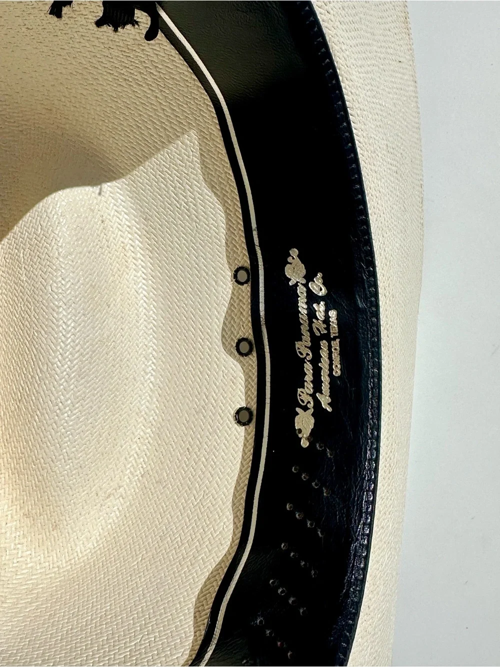 American Hat Co Para Panama Men's Wide-Brim Outback Hat Cream, Black Band, 7 1/8